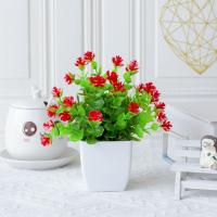 Nuevas flores artificiales de plástico en maceta, simulación blanca de plantas artificiales de loto, bonsái de flores falsas para decoración de interiores - details 4