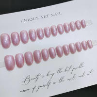 Uñas postizas brillantes de longitud media para principiantes, purpurina Rosa elegante, decoración de uñas práctica - details 1