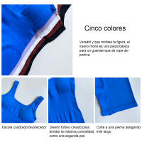 Mono de Yoga sin costuras para mujer, ropa deportiva acanalada con cuello cuadrado, sin mangas, una pieza - details 5