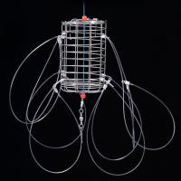 Herramienta de captura de 8 anillos, trampa de acero inoxidable duradera para cangrejo, jaula de nailon para peces, alimentador para cangrejo, langosta, camarón, cangrejo - details 5