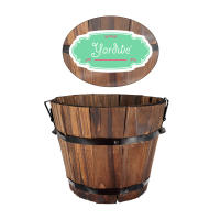 Cubo redondo de madera, éter de flores campestres, recipiente para agua, decoración de jardín y patio trasero, 18cm 15cm x 14cm, 1 pieza. - details 6