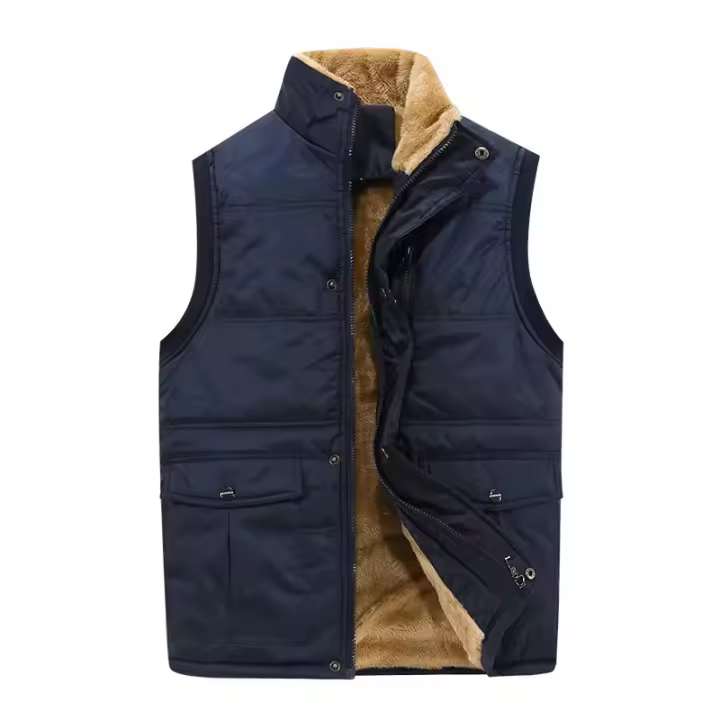 Chaquetas sin mangas de lana con cuello levantado y acolchado cálido para hombre, rompedores gruesos, otoño e invierno - 1