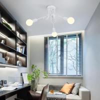 Lámpara de Araña Metal Blanca GOECO, E27 Sin Bombilla, 3 Cabezales, Iluminación Interior Retra para Comedor, 40*40*30 CM - details 5
