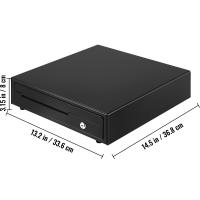 SucceBuy Cajón para caja registradora, 13" 12V, para sistema POS con bandeja para efectivo de 4 billetes y 5 monedas, compartimento para monedas extraíble, 2 llaves incluidas, cable RJ11/RJ12 para supermercado, bar, restaurante - details 1