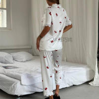 Conjunto de Pijama de Manga Corta para Mujer Pantalones de Hogar Sueltos en Talla Grande - details 2