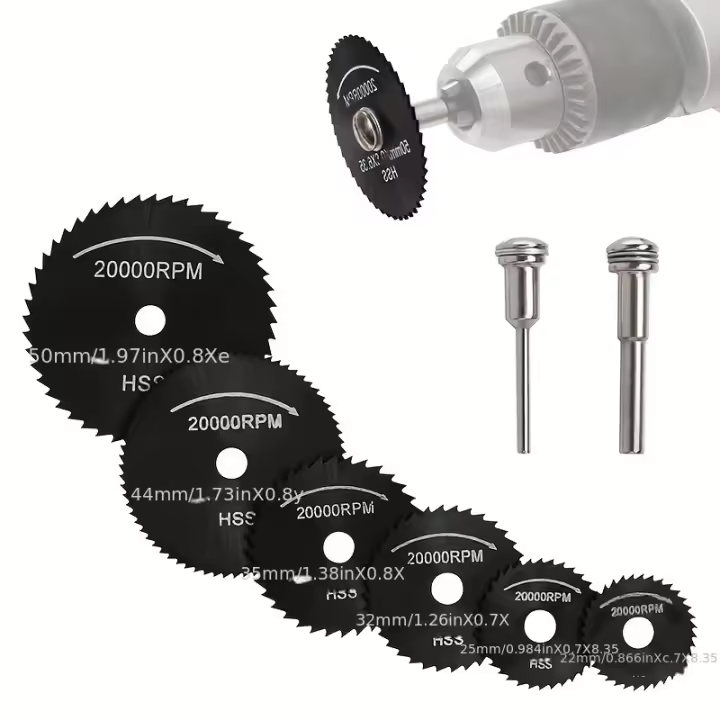 Corte de Madera con Mini Sierra Circular HSS de Alta Velocidad para Dremel Fordom Herramienta Rotativa con Juego de Ruedas de Cortadores de Plástico y Metal Suave de 1/8" y 1/4" - 1