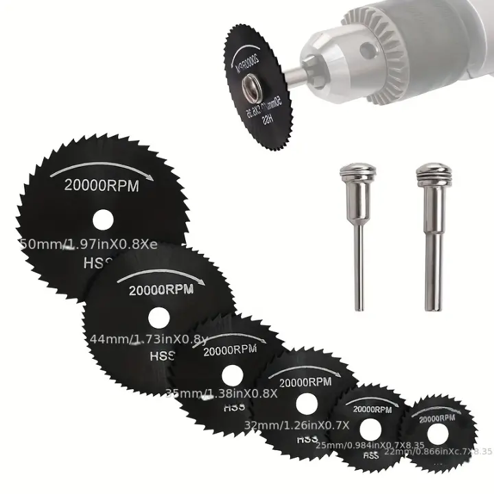 Corte de Madera con Mini Sierra Circular HSS de Alta Velocidad para Dremel Fordom Herramienta Rotativa con Juego de Ruedas de Cortadores de Plástico y Metal Suave de 1/8" y 1/4" - 1