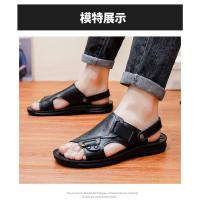 Sandalias de cuero para hombre, zapatos suaves de playa y exterior, planos, color negro, para jardín, 2024 - details 3