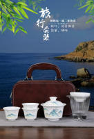 Juego de té de viaje de porcelana blanca alta Dehua, juego de Kung Fu, una olla, tres tazas, tapa de tazón, celebración de la tienda de la empresa, evento comercial - details 0