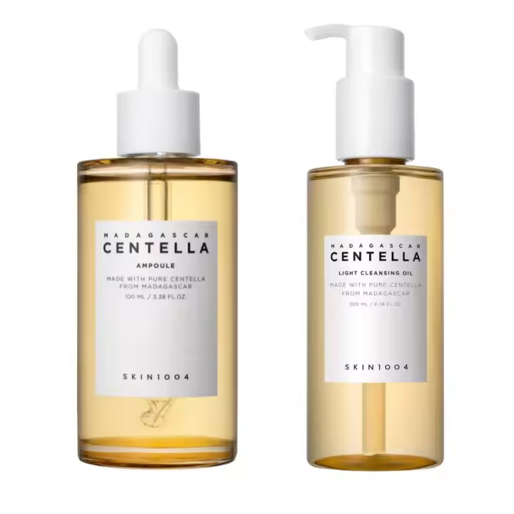 SKIN1004 Paquete de ampolla de centella de Madagascar de 3.38 fl.oz (100 ml) y aceite de limpieza ligero de 6.76 fl.oz (200 ml) - 1