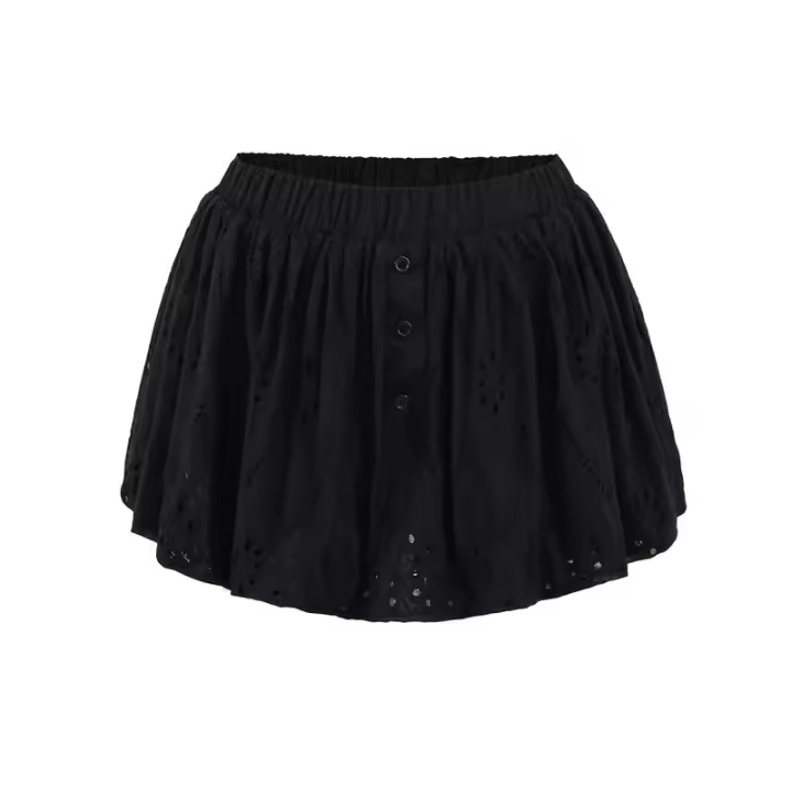 Minifalda de ballet para mujer, falda patinadora con bordado blanco y negro, cintura elástica, para baile, 2025 - 1
