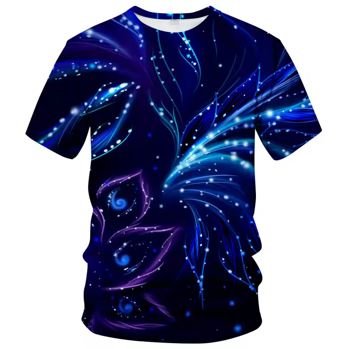 Camiseta de manga corta con estampado 3D para hombre, camisa informal con patrón geométrico de Color abstracto - 1