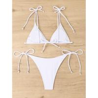 Bikini liso para mujer, color, bolso triangular, traje de baño con cordón, bikini de Europa y América, color, bolso, traje de baño, - details 6