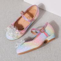 Zapatos de tacón alto con purpurina y diamantes de imitación para niña, calzado de piel versátil con lentejuelas para fiesta y boda - details 2
