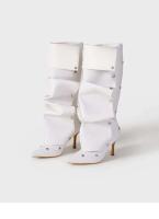 Nuevas botas de piel negras para mujer con punta cuadrada y suela gruesa - details 10