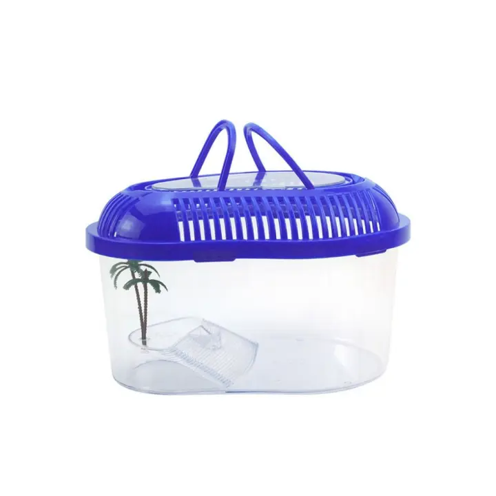 Contenedor de plástico portátil para el hogar, práctico contenedor de reptiles con mango, tarro de araña, tanque de tortuga, Habitat - 1