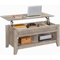 Mesa de Café de Madera Elevable Diseño Moderno para Sala Tamaño 104,5 x 49,5 x (49-61,5) cm Gris - details 0