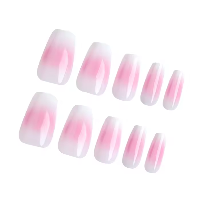 Uñas postizas con diseño degradado rosa, cómodas y que nunca se parten, cómodas, a juego con el vestido de chica caliente - 1