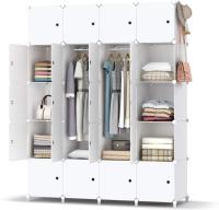 Modular, Guardarropa portátil de 20 Compartimentos para Dormitorio, Armario con Barra para Colgar Ropa - details 0