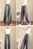 Pantalones de Pierna Ancha de Algodón Lineno Cintura Suelta, Elástica, Estilo Callejero para Mujeres 2023 - details 2
