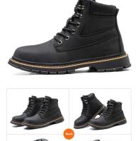 Botas altas para hombre, zapatos de seguridad de cuero para trabajo con punta de acero y antiperforación, zapatos impermeables - details 30