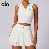 ALO yoga traje de tenis mujer nuevo v-line solapa chaleco sin mangas deporte fitness falda corta bádminton ropa - details 5