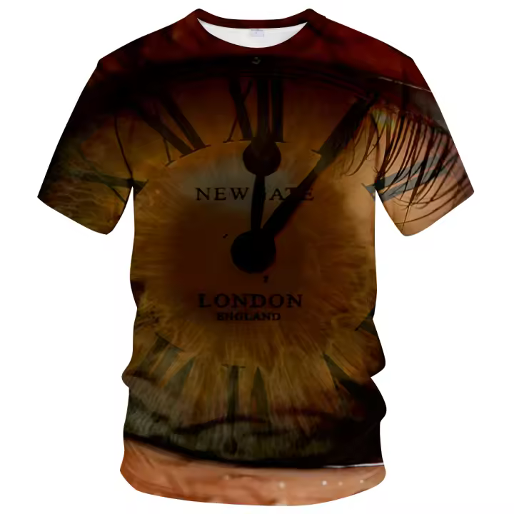 Hombres de verano 3D ojos arte patrón impreso camiseta casual - 1