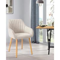 Juego de 2 sillas de comedor giratorias beige con reposabrazos, sillas de salón, sillas de cocina tapizadas de poliéster con estructura de metal negro. - details 7