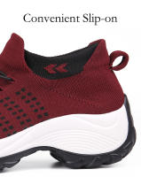 Zapatos para caminar de marca para mujer, zapatillas de deporte con calcetines de punto transpirables, zapatos cómodos para lactancia, zapatos deportivos con plataforma informales - details 7