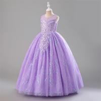 Vestido largo de lujo brillante y suave con bordado de cuentas para Navidad 2024, para niñas de 4 a 14 años, desfile, vestidos de dama de honor para boda. - details 4