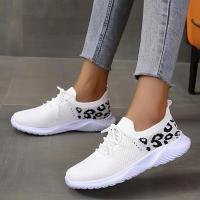Tenis con estampado de leopardo para mujer, primavera otoño, nuevos deportes de malla transpirable para correr, zapatos planos cómodos y a la moda para caminar - details 0