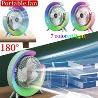 Xiaomi-ventilador portátil recargable por USB, dispositivo eléctrico con LED, 7 colores, 180 ° , ajustable, 3 velocidades, para verano - details 2