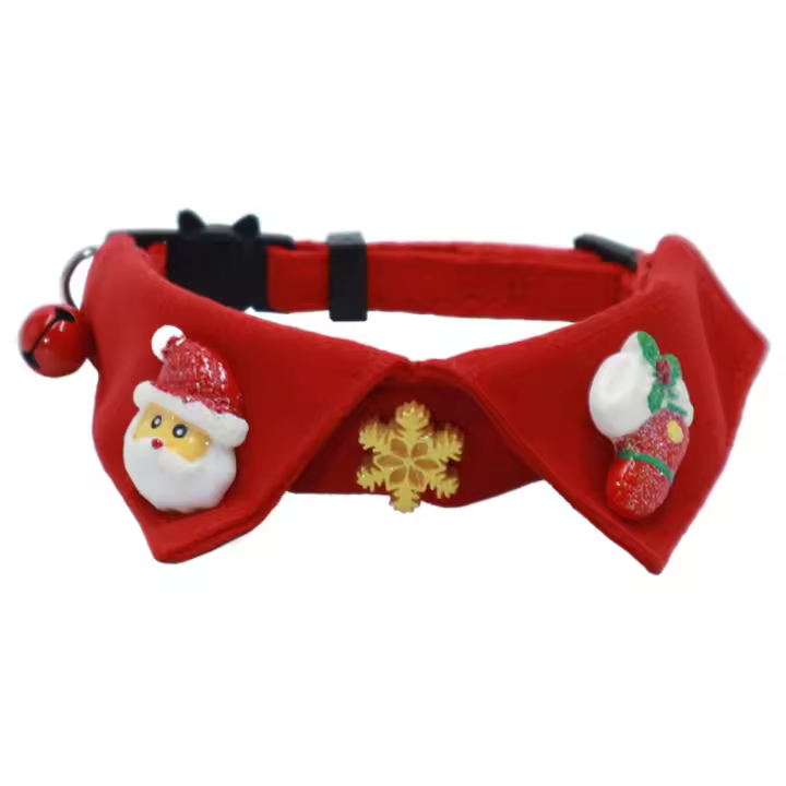 Lindo gatito Collar de Navidad con campana ajustable gatito Collar de lazo de Navidad suave moda gatito pajaritas Collar - 1