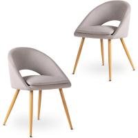 Gris Perla x2 – Pack de 2 Sillas de Comedor Tapizadas, Acolchadas y Ergonómicas, Estilo Moderno para Salón, Dormitorio o Cocina - details 0