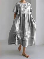 Vestido Casual de Playa para Mujer con Estampado 3D de Flor Fresca Vestido Suelto a Rayas con Talla S-5XL - details 5