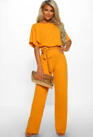 Mameluco Capri recortado de pierna ancha para mujer, pantalones Palazzo, mono de manga corta con pajarita - details 8