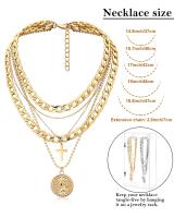 Collares en capas de oro para mujer, collar con colgante de moneda retro de moda, gargantilla de cadena gruesa y delicada, collares para joyería, regalos de cumpleaños - details 3