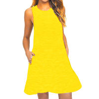 Vestido Casual De Verano Para Mujer Vestido De Playa Sin Mangas Con Bolsillos A-Line Hasta La Rodilla Vestido Suelto Para Fiesta - details 8