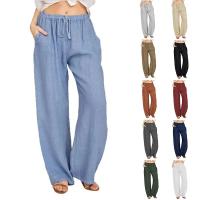 Pantalones de Lino de Algodón para Mujer Cintura Elástica, Bolsillo, Estilo Callejero - details 10