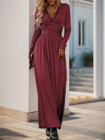Elegante Vestido de Manga Larga para Mujer Color Sólido, Cuerpo a Justa, Corset, Línea A, Algodón, Chic - details 14