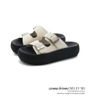 Zapatillas de plataforma nuevas sandalias de hebilla de cinturón retro de arrastre de una y media punta abierta de moda casual versátil - details 8