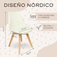 Sillas de Comedor Nórdicas con Respaldo Ergonómico |   Sillas de Cocina con Madera de Haya Maciza con Tela Anti Manchas de Polipiel (2, Gris) - details 15