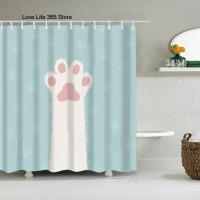 Cortinas de Ducha de Dibujos Animados Tela de Poliéster Lavable para Bañera, Decoración Artística para el Baño, Partición con Ganchos Impermeables - details 1