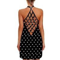 Camisola de lunares para mujer, vestido Midi sin espalda, falda Vintage Bohemia, cuello en V, primavera, verano, negro, 2xl - details 2