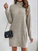 Vestido de Punto de Moda Invernal Cuello Redondo, Manga Larga, Comodidad Suelta para Mujeres - details 1