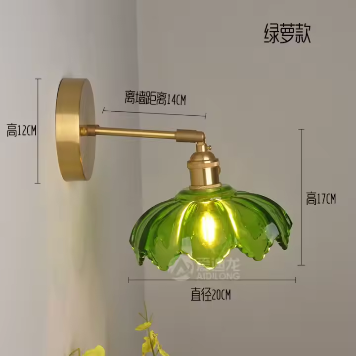 IWHD-Lámpara de pared de latón de estilo nórdico, luz creativa para espejo de baño, lectura de cabecera, candelabro de pared LED de cristal de cobre pequeño - 1