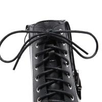 Dropshipping Logo negro estilo gótico bloque tacones altos zapatos hebilla de Metal grande botas de mujer de fondo grueso - details 7
