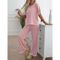 Ropa de mujer de moda 2025 primavera y verano temperamento casual de manga corta conjunto de pantalones de punto - details 10