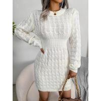 2024 Otoño Invierno mujer Casual manga larga suéter vestido negro blanco azul - details 16