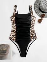 Bañador de leopardo de una pieza para mujer, traje de baño Vintage ajustado, bañadores sexys, ropa de playa XXL 2024 - details 2